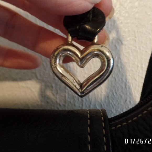 Brighton Black Leather and Suede Handbag Very Nice Condition Burgundy Interior - Picture 12 of 16